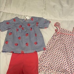Strawberry capri outfit and rompers